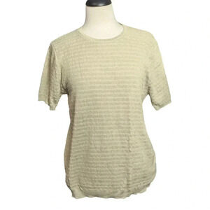 Alfred Dunner Women's Medium Cream Color Short Sleeve Textured Knit Sweater
